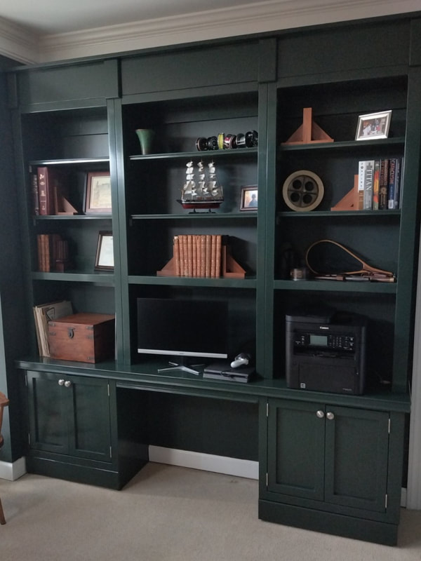 Custom Cabinets Home Office in British Racing Green